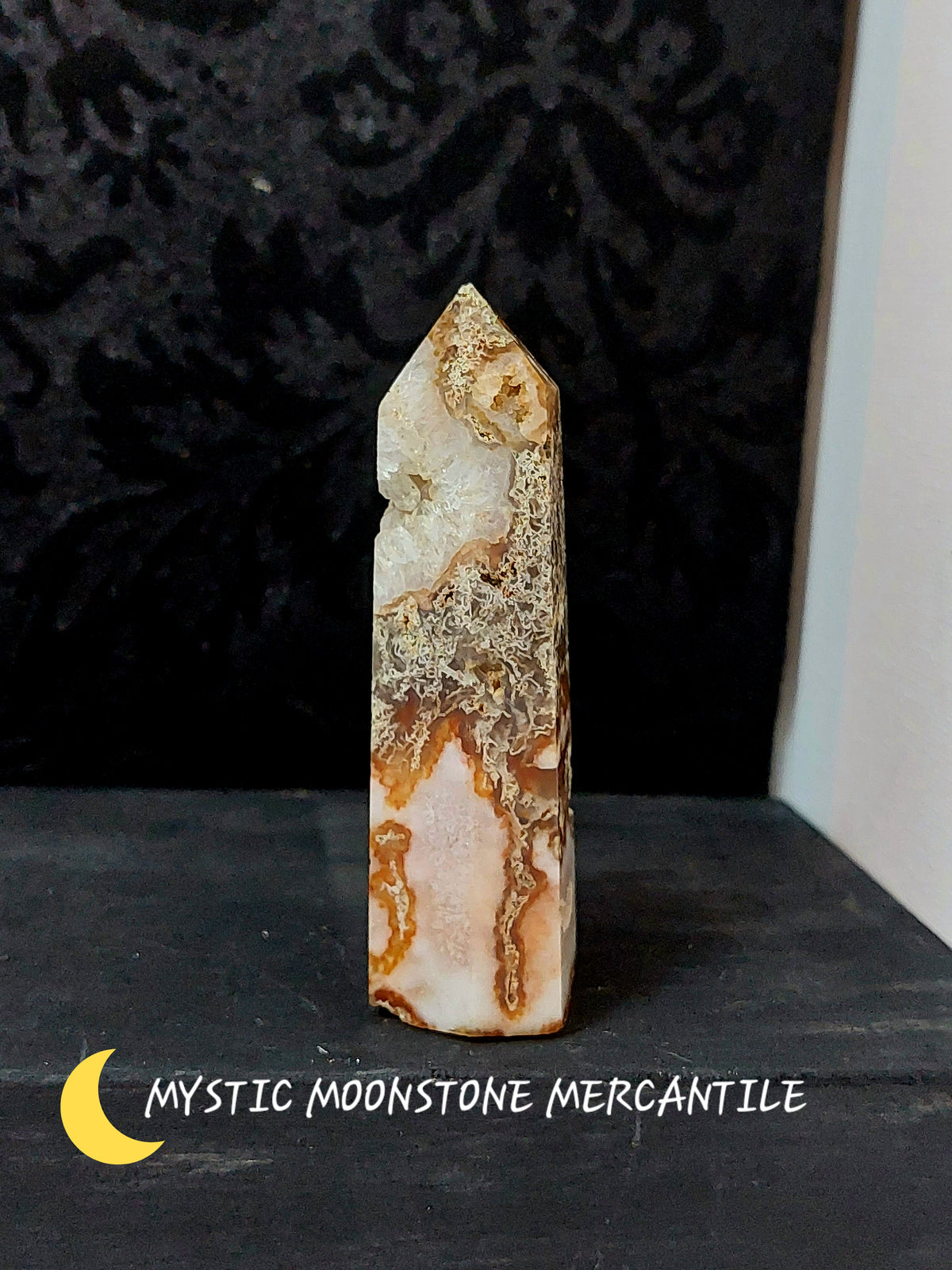 NATURAL GREEN MOSS AGATE TOWER