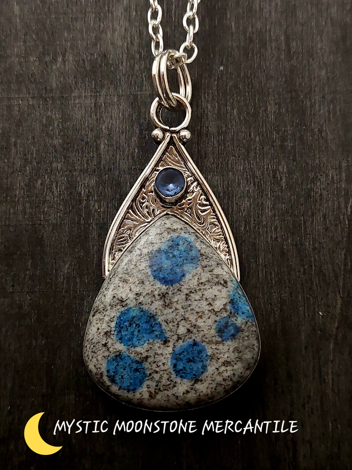 K2 AZURITE AND BLUE TOPAZ IN 925 STERLING SILVER PENDANT ( chain not included )