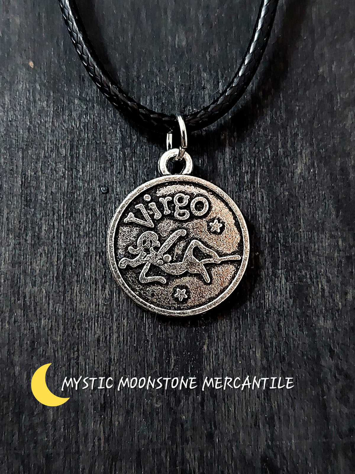 VIRGO HOROSCOPE ON ADJUSTABLE 18/20" WAXED BLACK CORD NECKLACE
