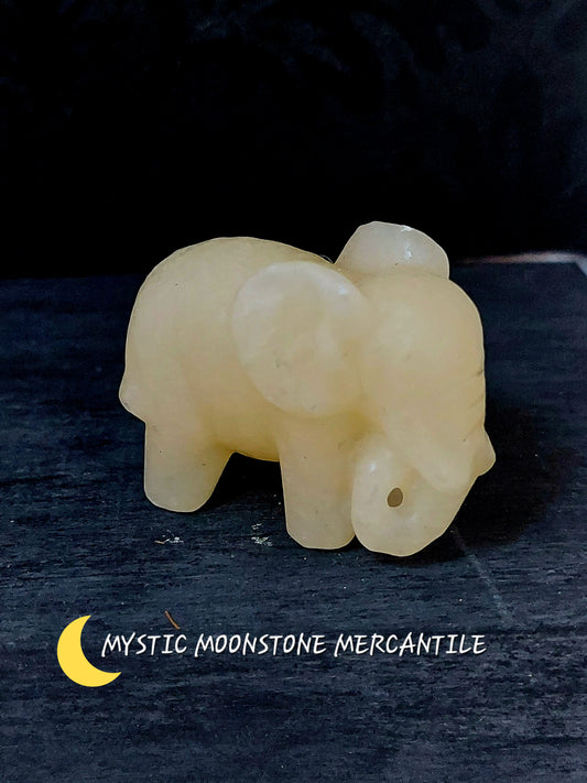 NATURAL AVENTURINE HAND CARVED ELEPHANT SCULPTURE