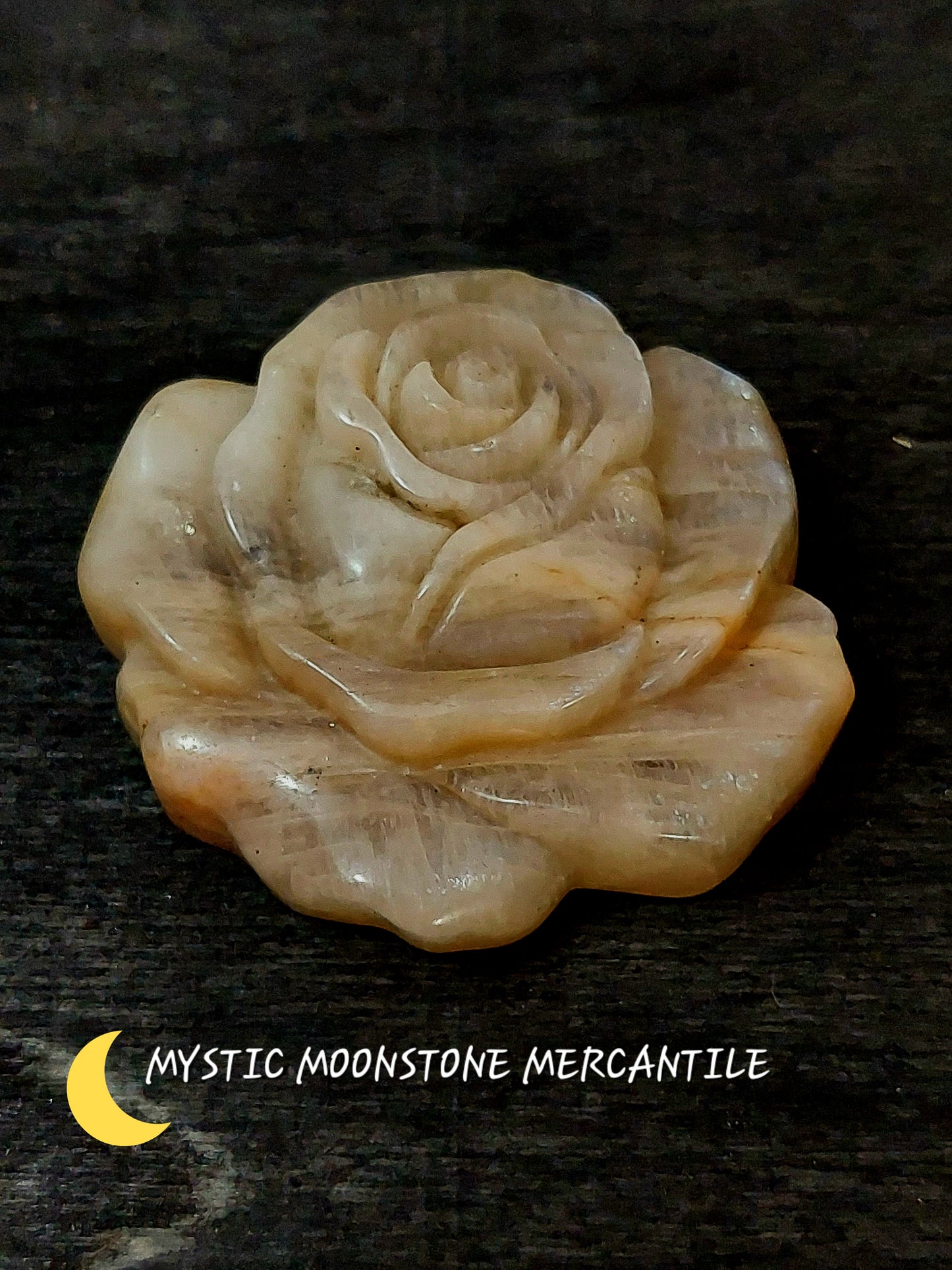 NATURAL MOONSTONE HAND CARVED ROSE