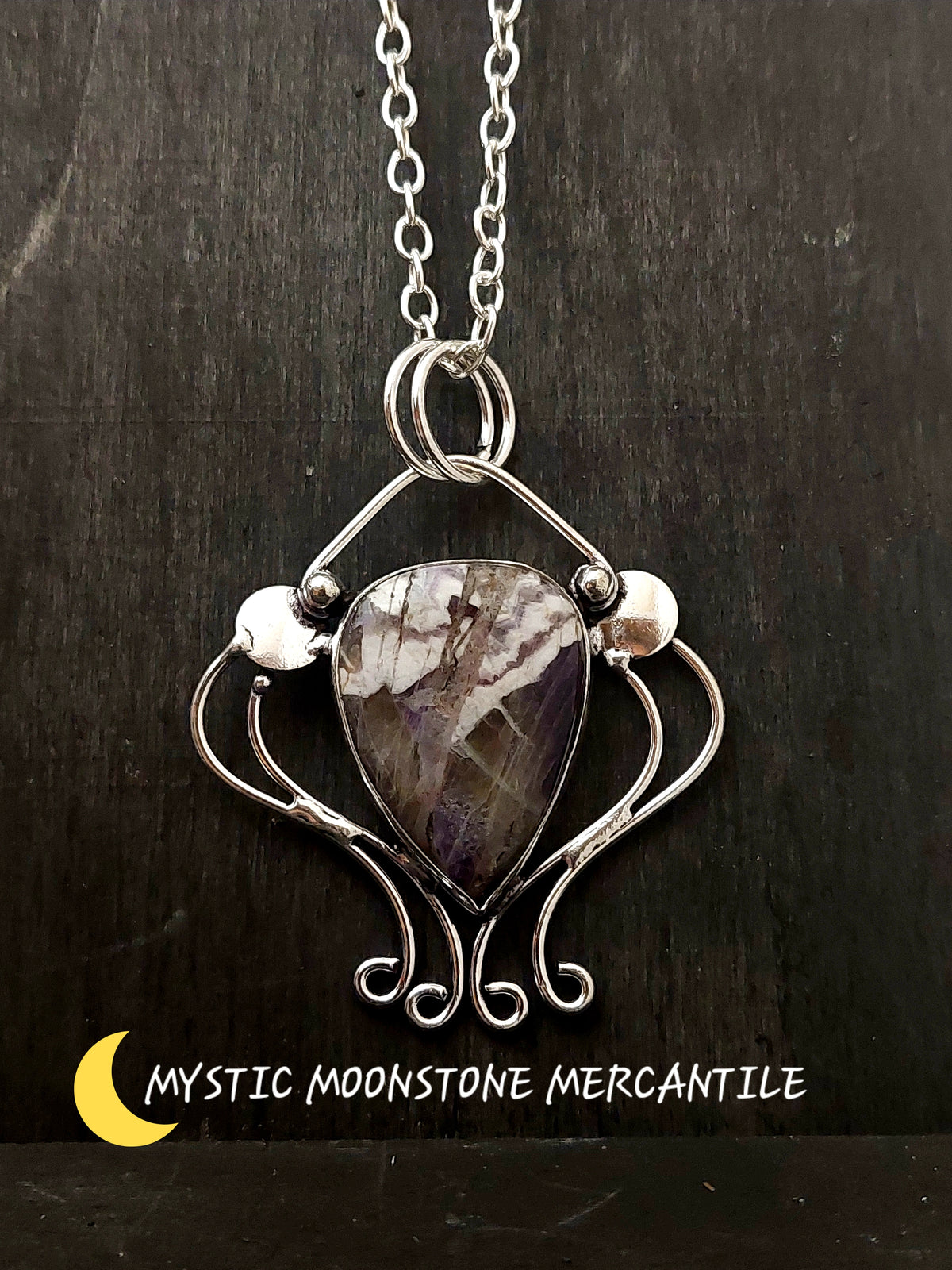 CHEVRON AMETHYST IN 925 STERLING SILVER PENDANT ( chain not included )
