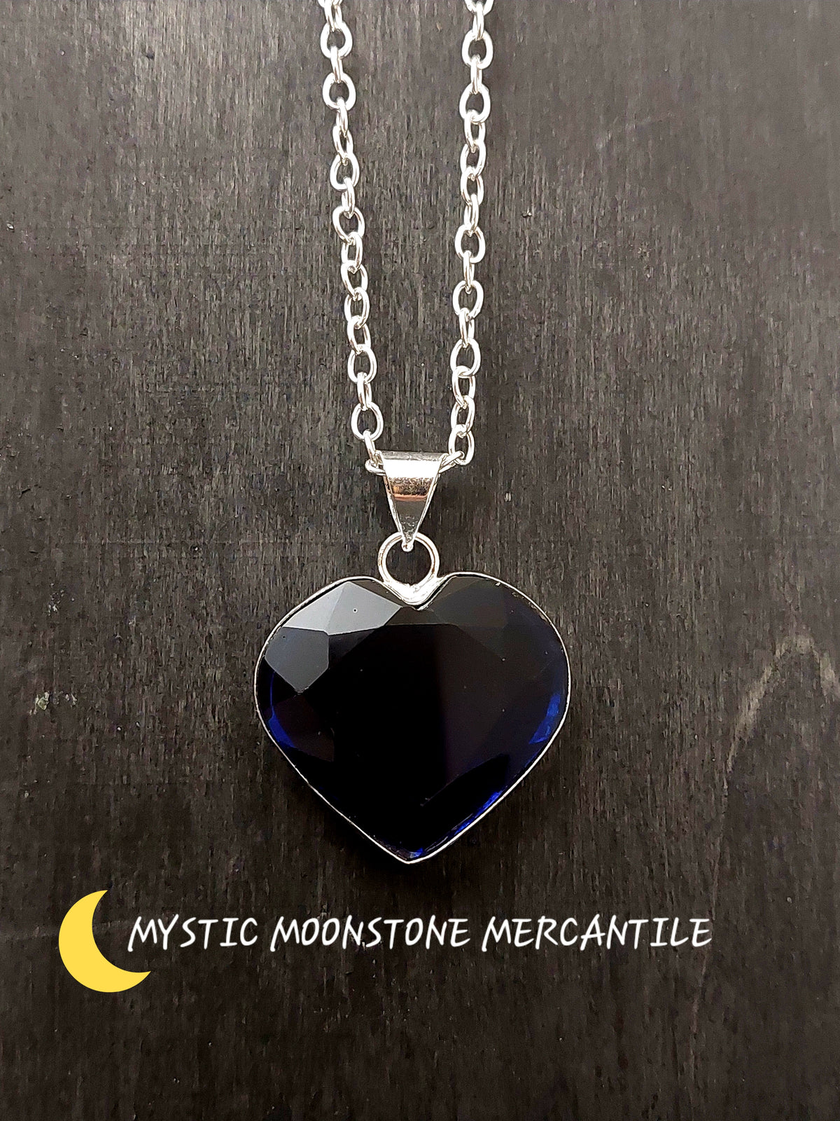 SAPPHIRE HEART ( SIMULATED) IN 925 STERLING SILVER PENDANT ( chain not included )