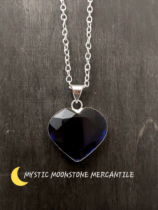 SAPPHIRE HEART ( SIMULATED) IN 925 STERLING SILVER PENDANT ( chain not included )