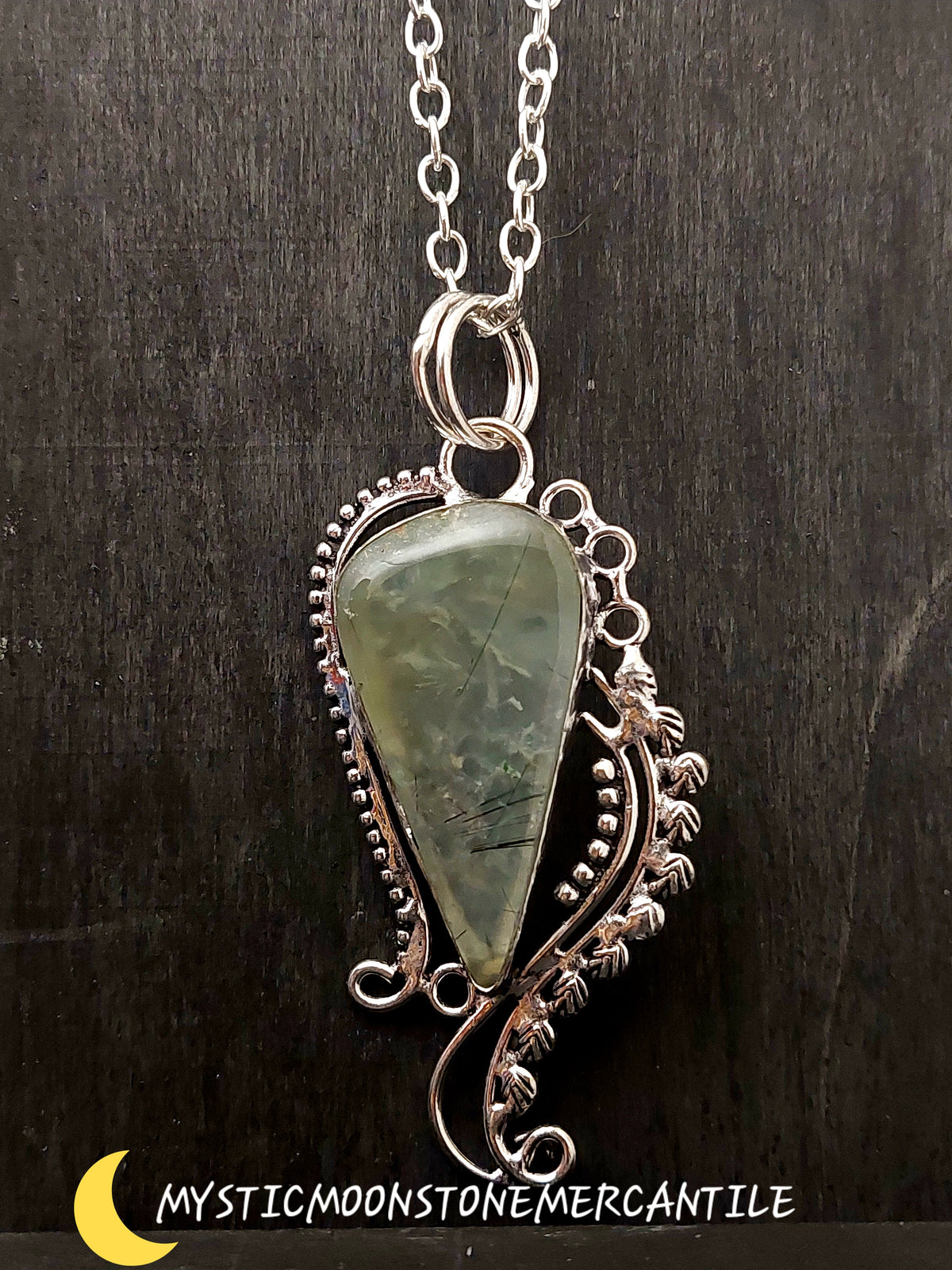 PHRENITE IN 925 STERLING SILVER PENDANT ( chain not included )