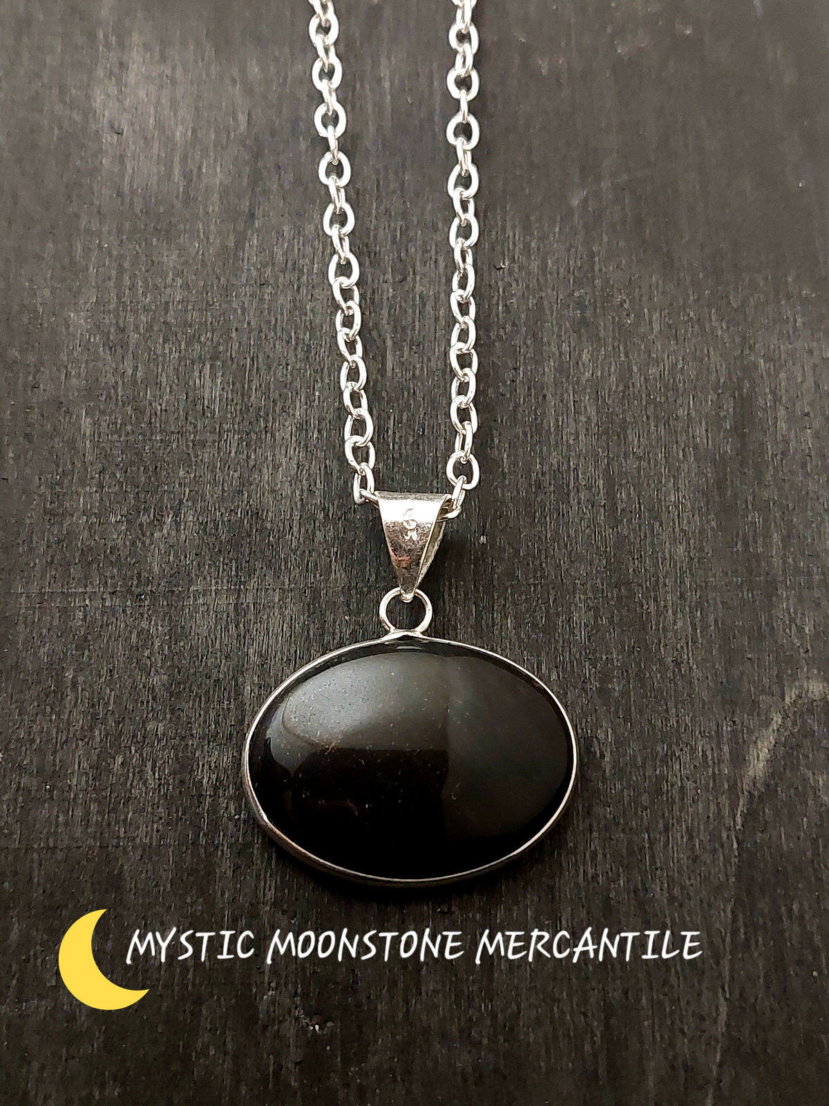 BLACK OBSIDIAN 925 STERLING SILVER PENDANT ( chain not included )