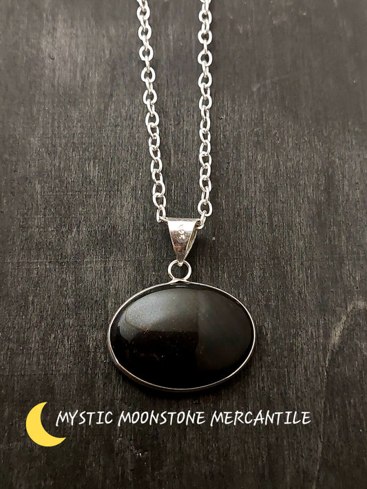 BLACK OBSIDIAN 925 STERLING SILVER PENDANT ( chain not included )