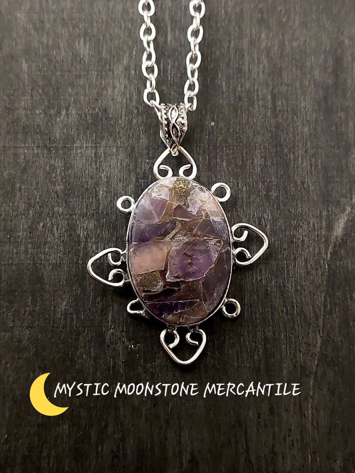 COPPER AMETHYST 925 STERLING SILVER PENDANT ( NO CHAIN INCLUDED )