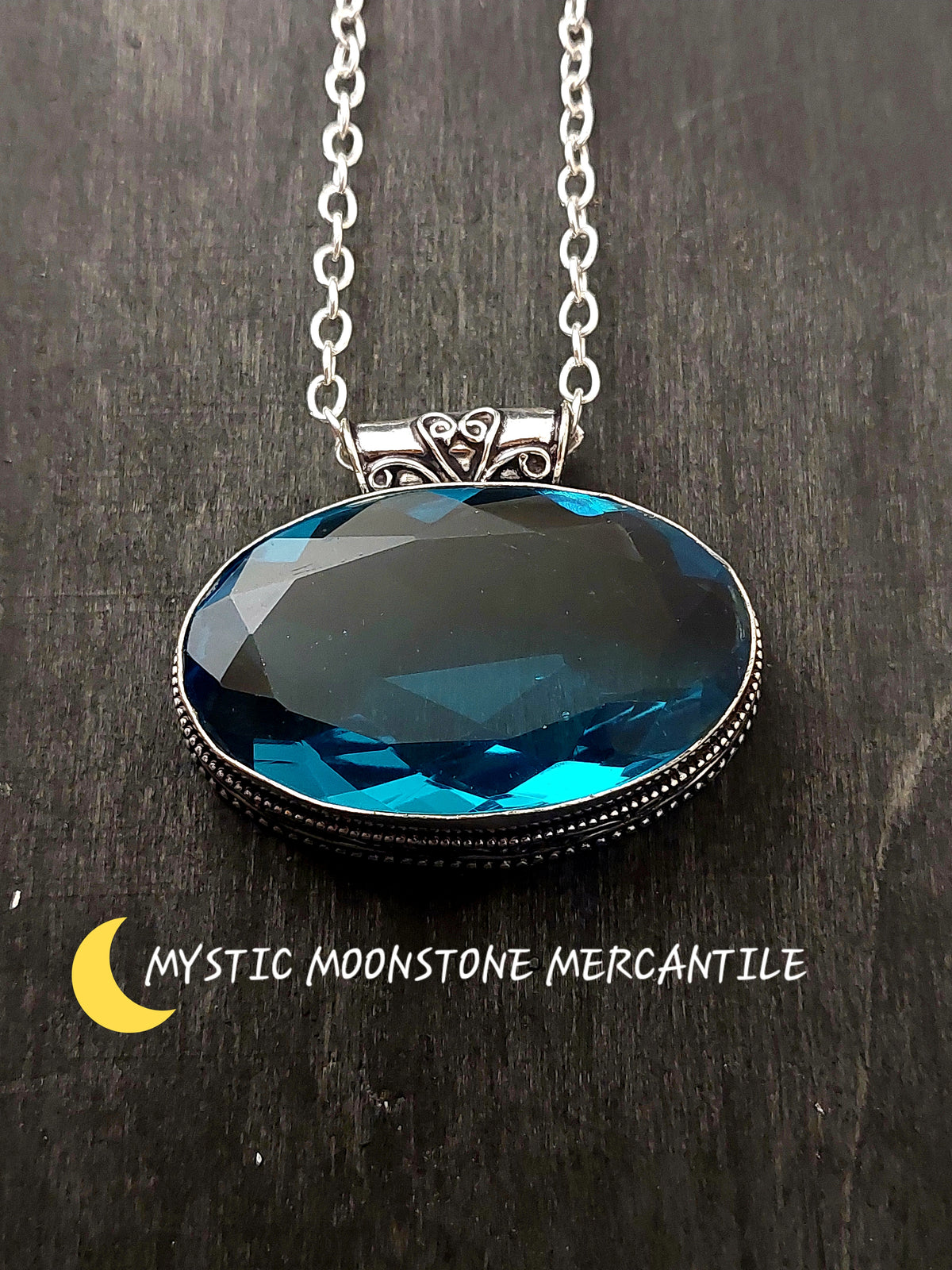 BLUE TOPAZ IN 925 STERLING SILVER PENDANT ( chain not included )