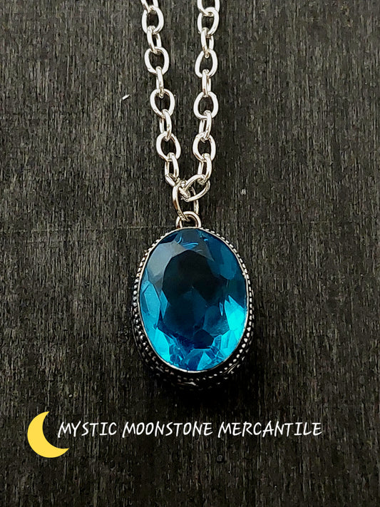 BLUE TOPAZ IN 925 STERLING SILVER PENDANT ( chain not included )