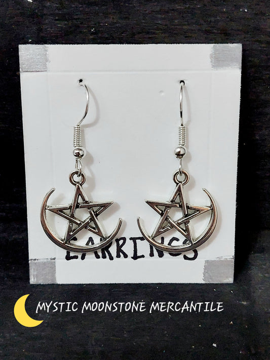 PENTAGRAM HALF MOON EARRINGS