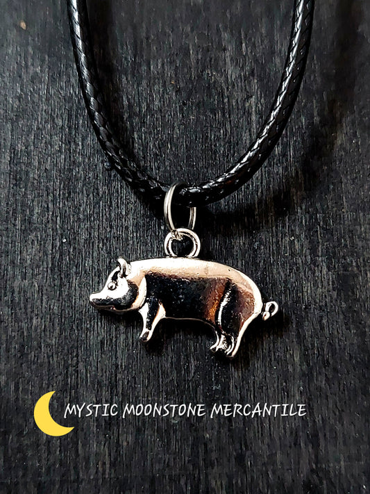 PIG ON ADJUSTABLE 18/20" WAXED BLACK CORD NECKLACE