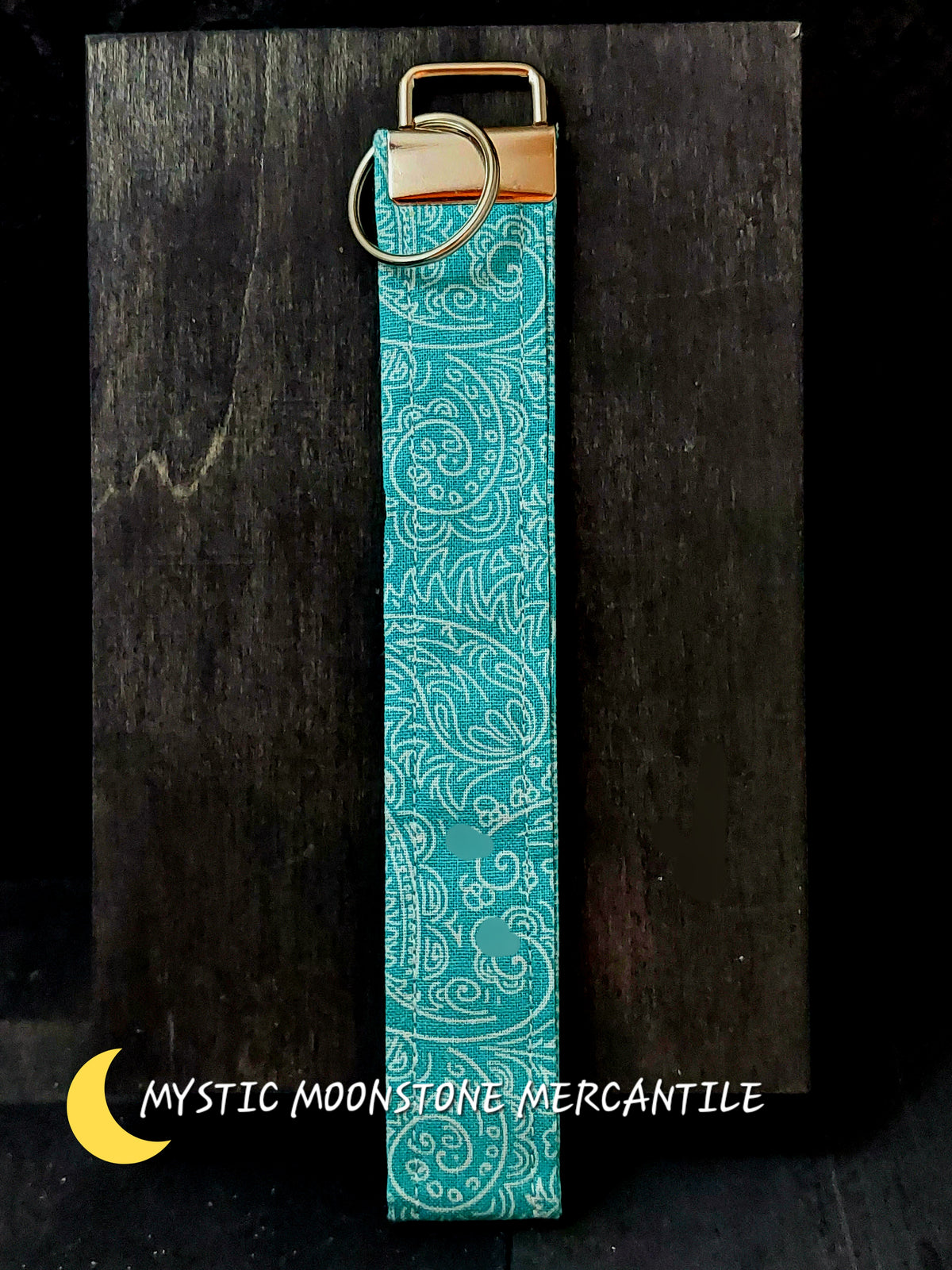 TEAL WITH WHITE  FILIGREE KEY FOB