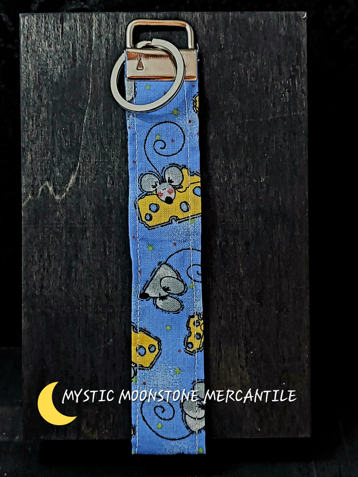 BLUE MOUSE PRINT KEY FOB