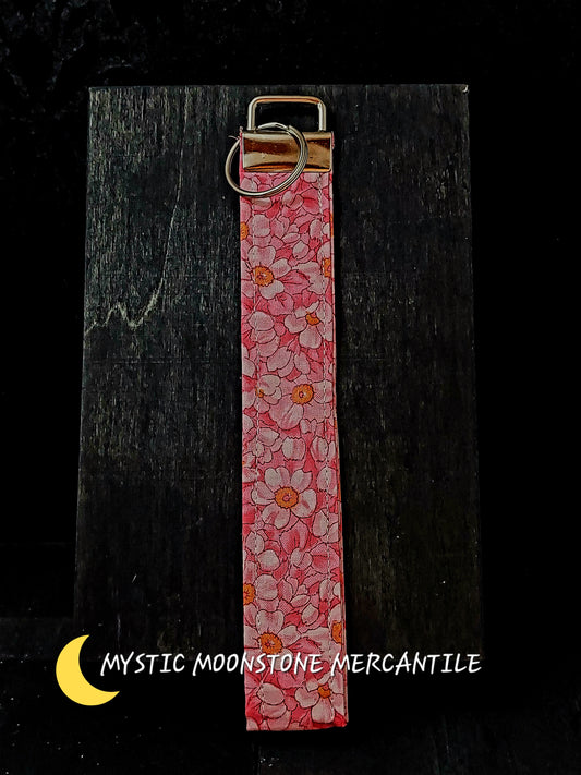 PINK FLORAL PRINT KEY FOB