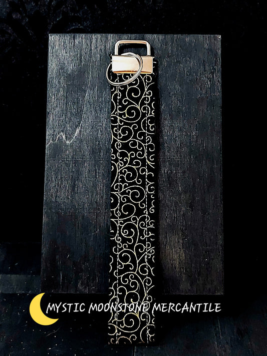 BLACK WITH GOLD FILIGREE KEY FOB