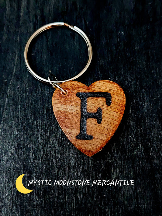 "F"  PERSONALIZED WOOD KEYCHAIN