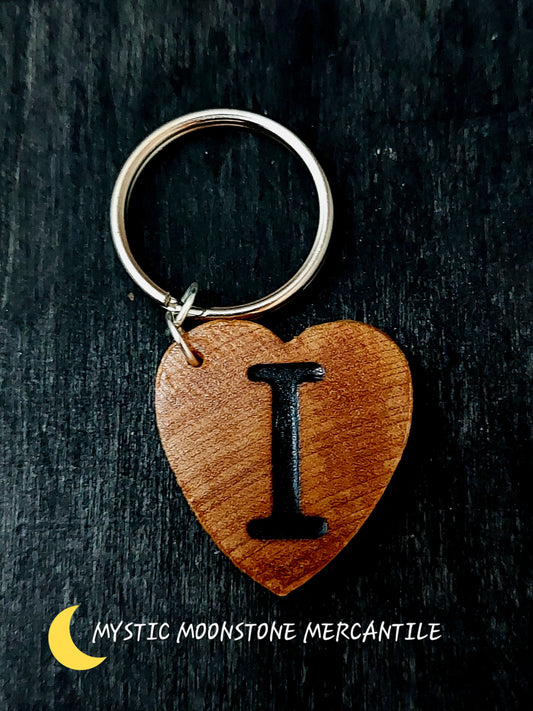 "I"  PERSONALIZED WOOD KEYCHAIN