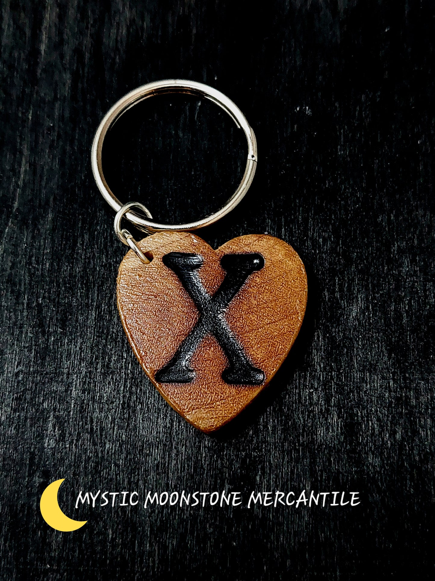 "X"  PERSONALIZED WOOD KEYCHAIN