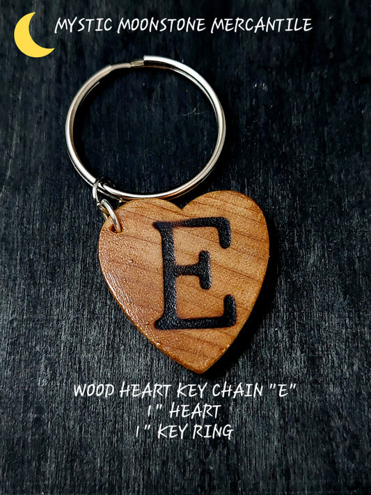 "E"  PERSONALIZED WOOD KEYCHAIN