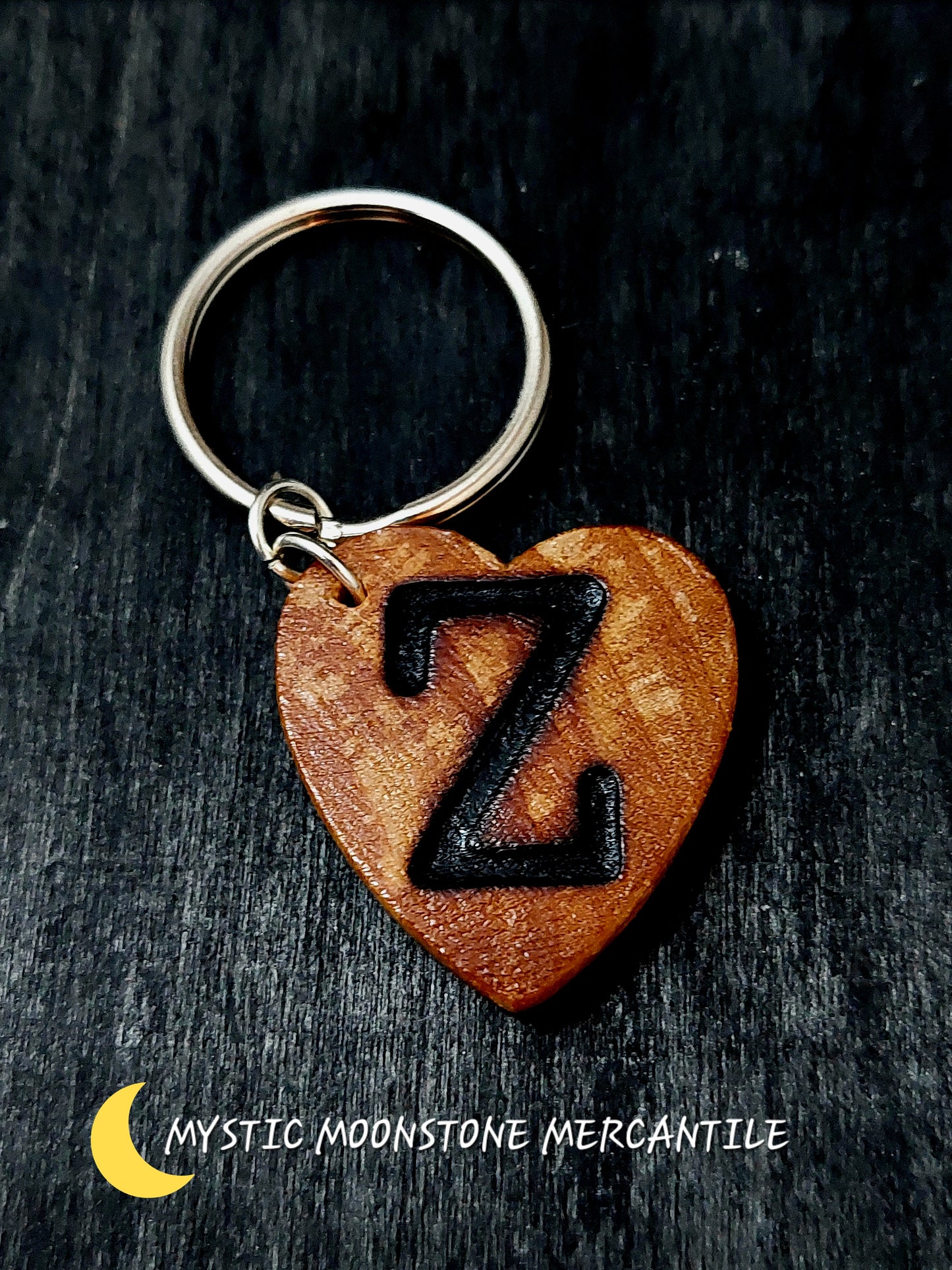 "Z"  PERSONALIZED WOOD KEYCHAIN