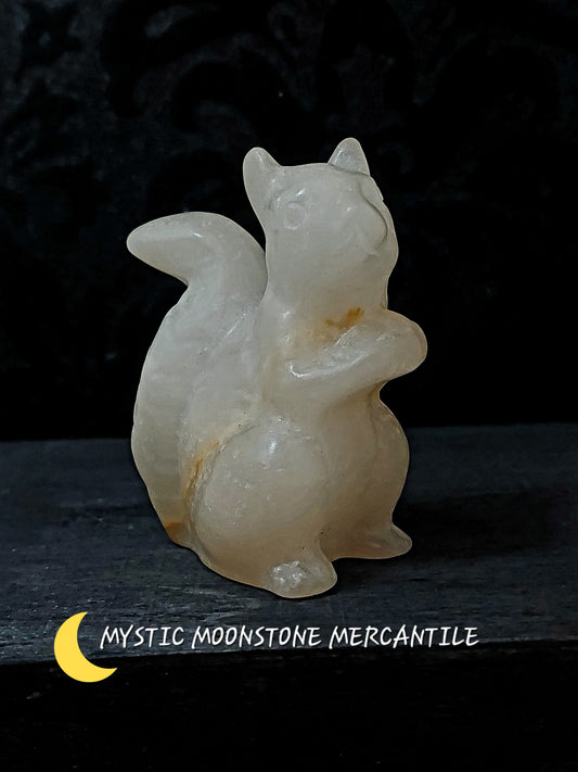 LANTIAN JADE HAND CARVED SQUIRREL SCULTURE