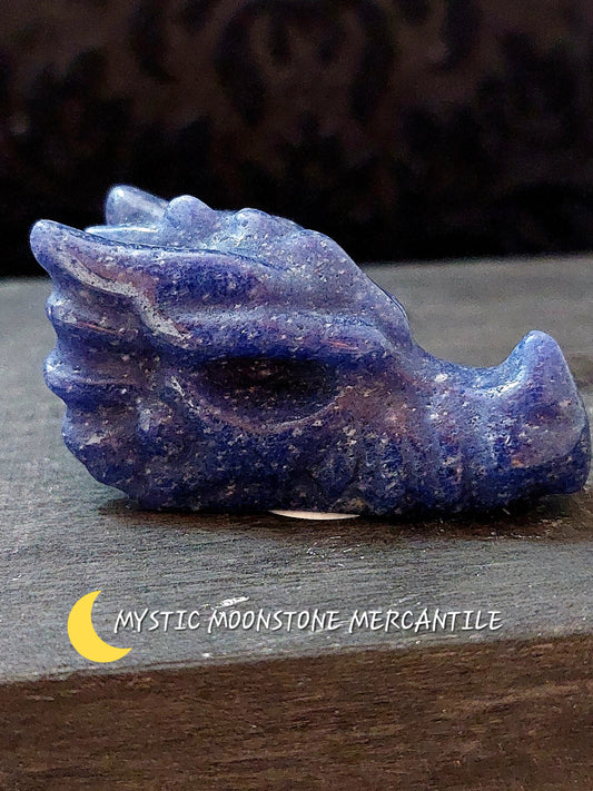 NATURAL BLUE AVENTURINE HAND CARVED DRAGON