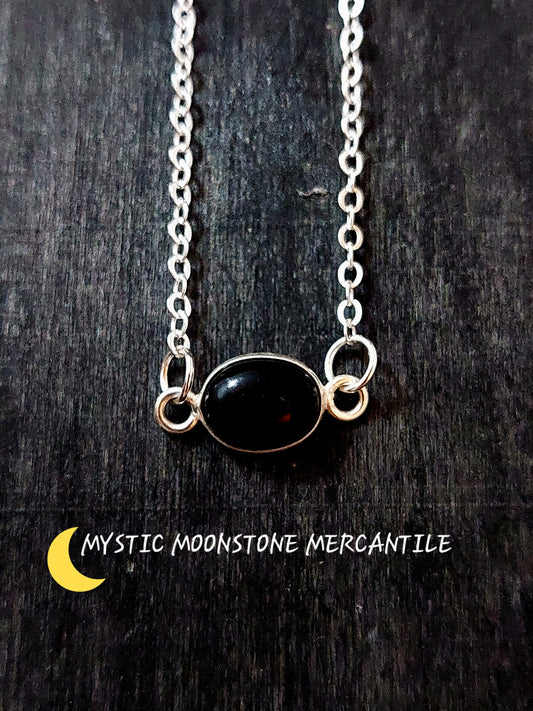 BLACK ONYX 925 STERLING SILVER NECKLACE