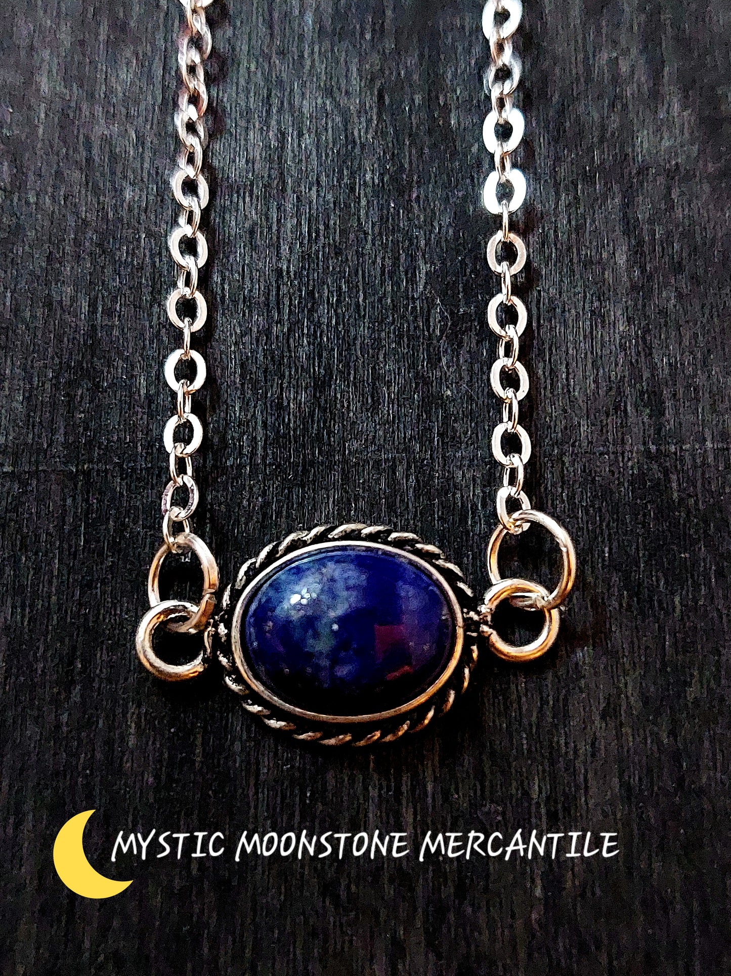 LAPIS LAZULI 925 STERLING SILVER NECKLACE 18" CHAIN