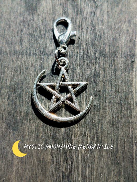 PENTAGRAM AND HALF MOON PET COLLAR CHARM