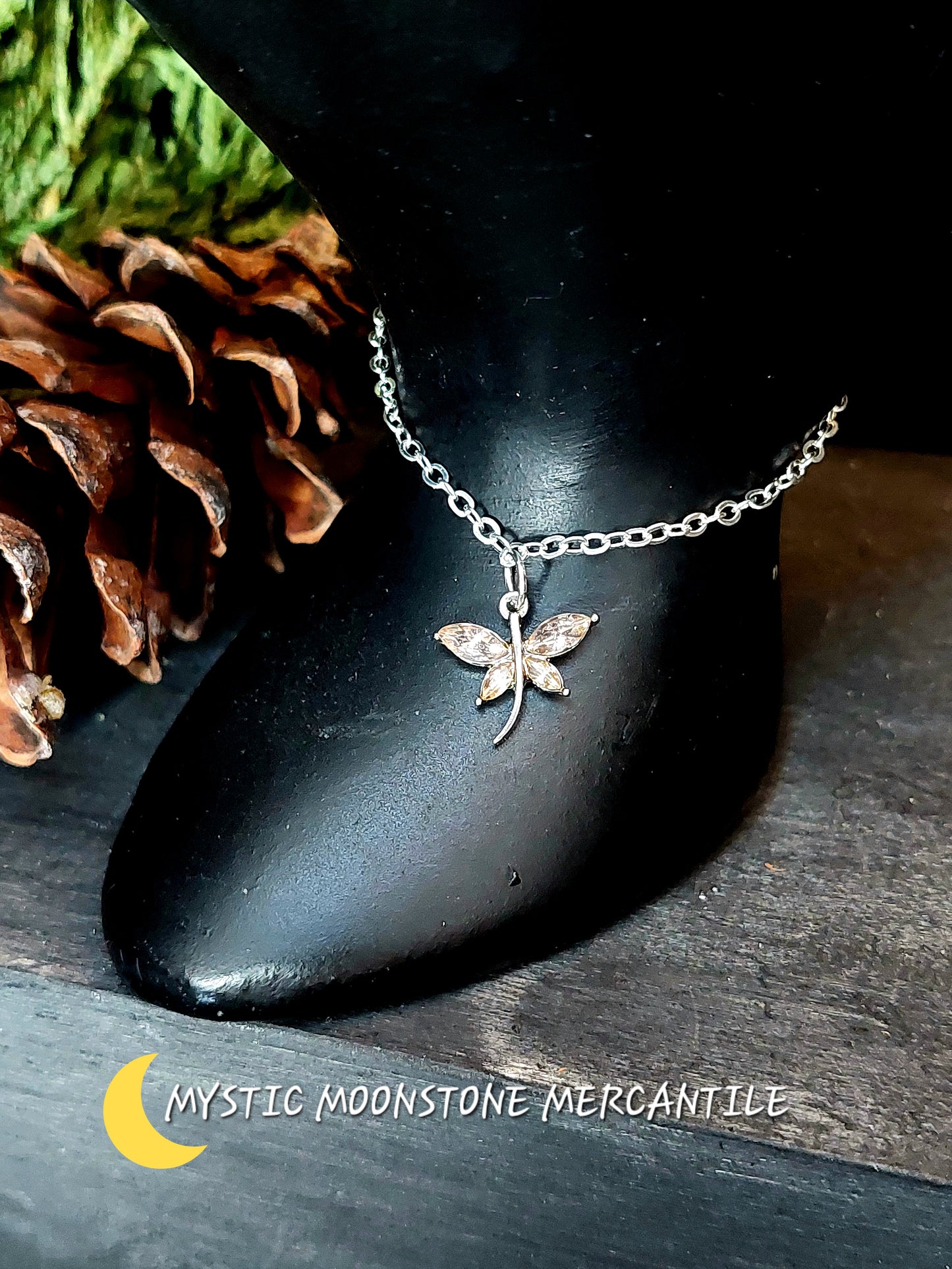 LIGHT PINK  CRYSTAL DRAGONFLY BRACELET