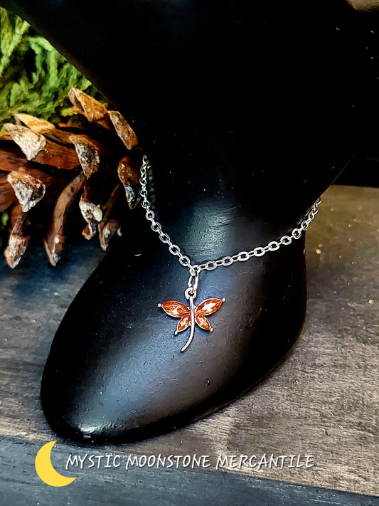 ORANGE CRYSTAL DRAGONFLY BRACELET