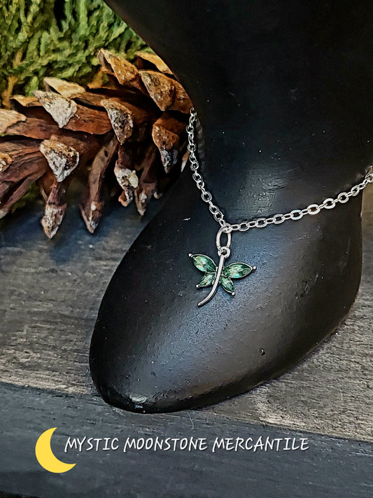 GREEN CRYSTAL DRAGONFLY BRACELET