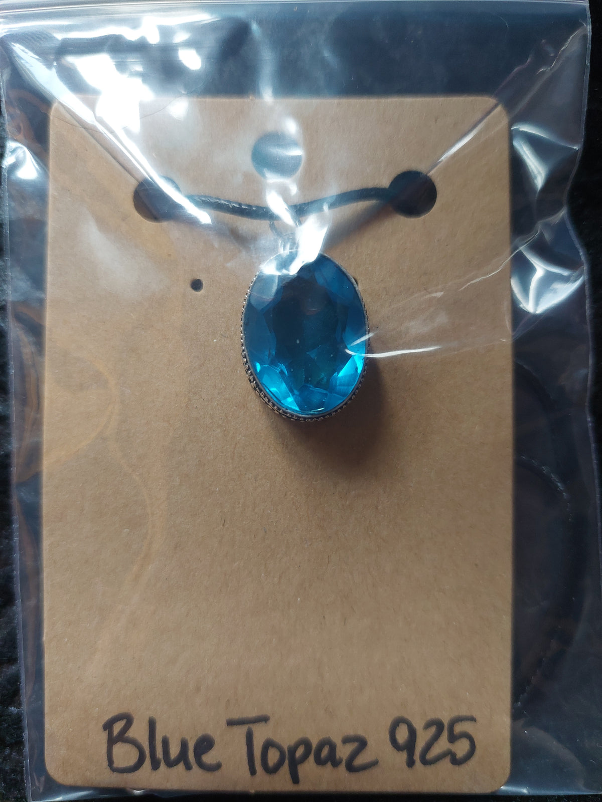 BLUE TOPAZ IN 925 STERLING SILVER PENDANT ( chain not included )