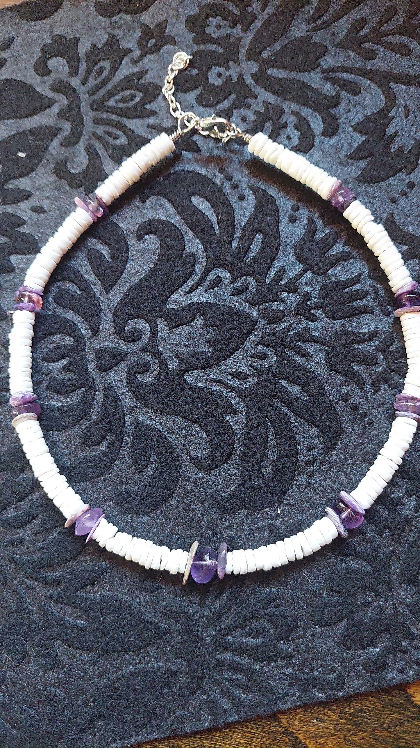 Special orders, Kimmy Tik tok  Amethyst, Dream Lace Amethyst Charoite and Natural Puka Shells Choker